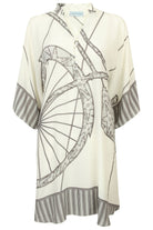 Lotty B Short Kaftan in Silk Crepe-de-Chine: BICYCLE - CHARCOAL