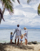 Matching family holiday styles from the  Pink House Turtle Trellis collection, Lagoon Bay, Mustique Island