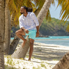 Mens swim trunks : MAKO TURQUOISE Mustique beach style