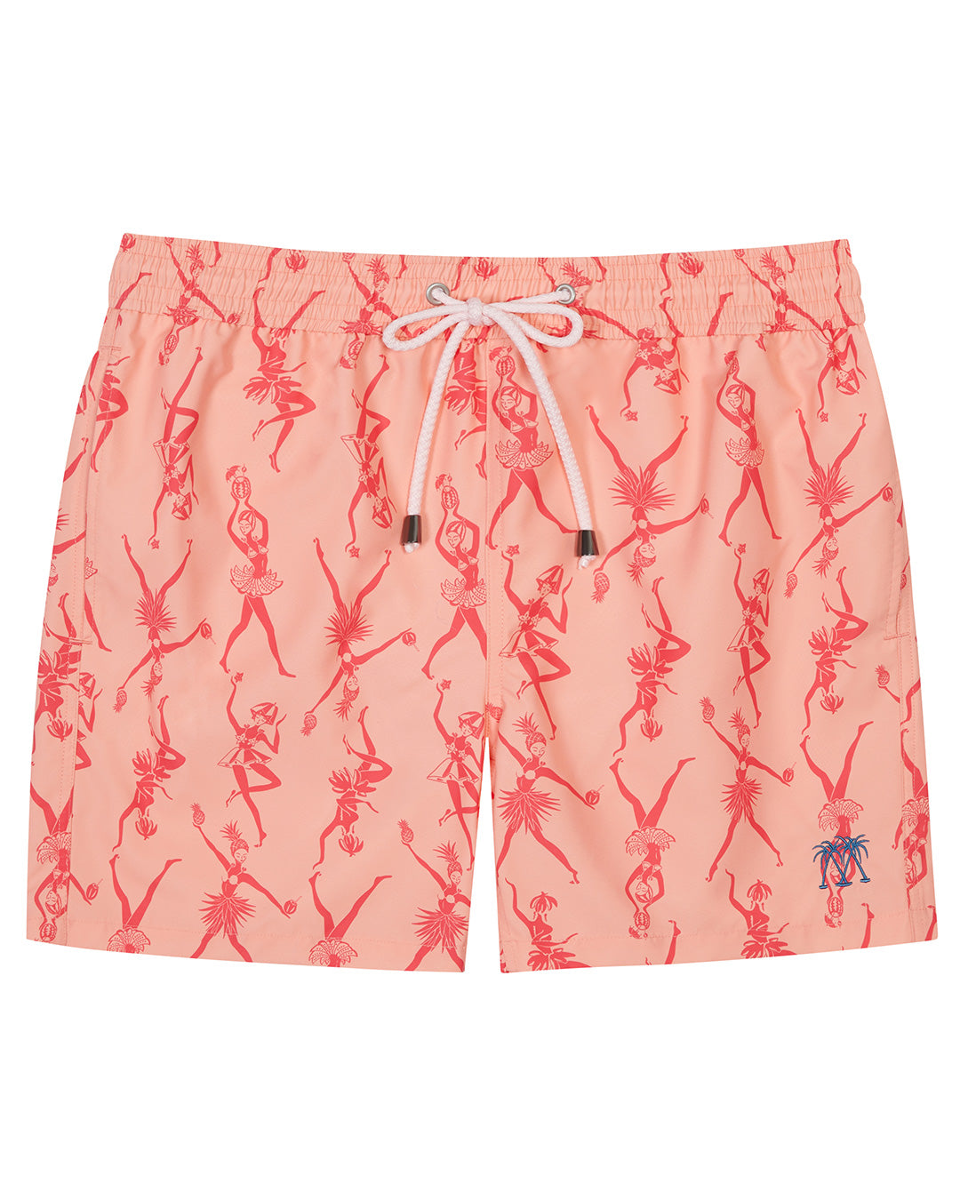 Men's orange and pink Fruit Punch swim shorts in repreve recycled polyester mix by Lotty B for Pink House