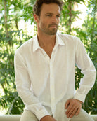 Holiday essential mens white linen shirt