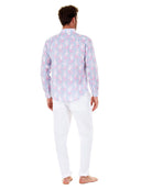 Mens Linen Shirt : MERMAID PINK / BLUE easy to wear holiday style