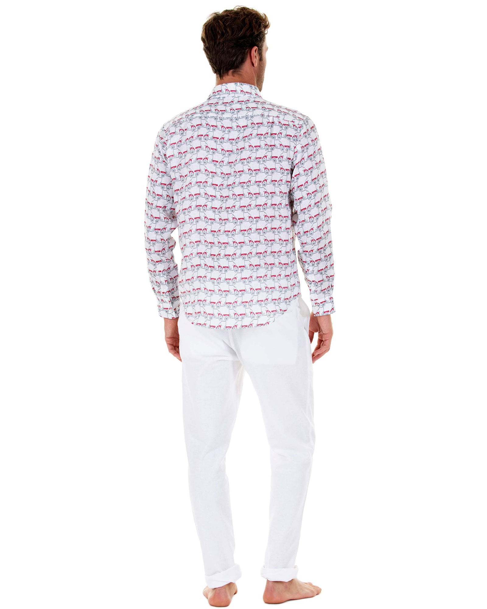 Mens Linen Shirt : MUSTIQUE MULE - RED back