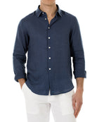 Mens Linen Shirt (Ensign Blue) Front