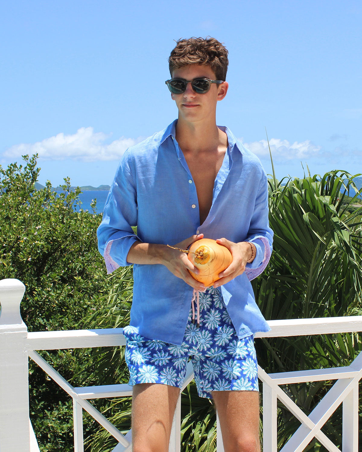 Mens Linen Shirt : FRENCH BLUE island life