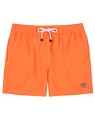 Mens quick dry orange swim shorts by designer Lotty B Mustique for Pink House beachwear essentials