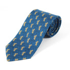 Mens Silk Tie : MUSTIQUE PALMS - NAVY / GOLD - rolled