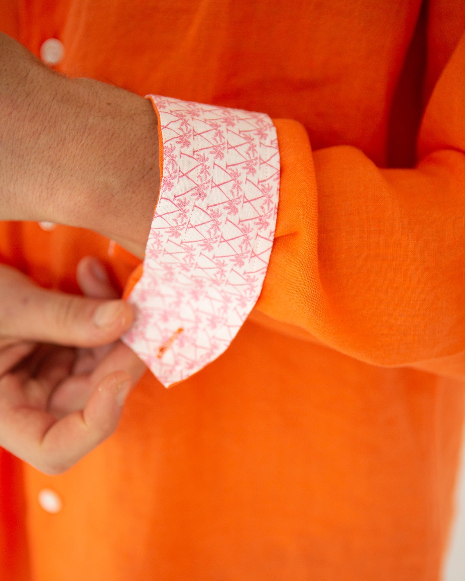 Men's summery orange linen shirt