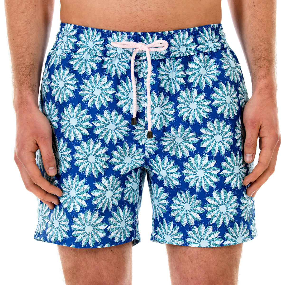 Mens swim trunks : CACTUS - NAVY/GREEN front