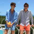 Mens swim trunks : CACTUS - NAVY/GREEN mustique life