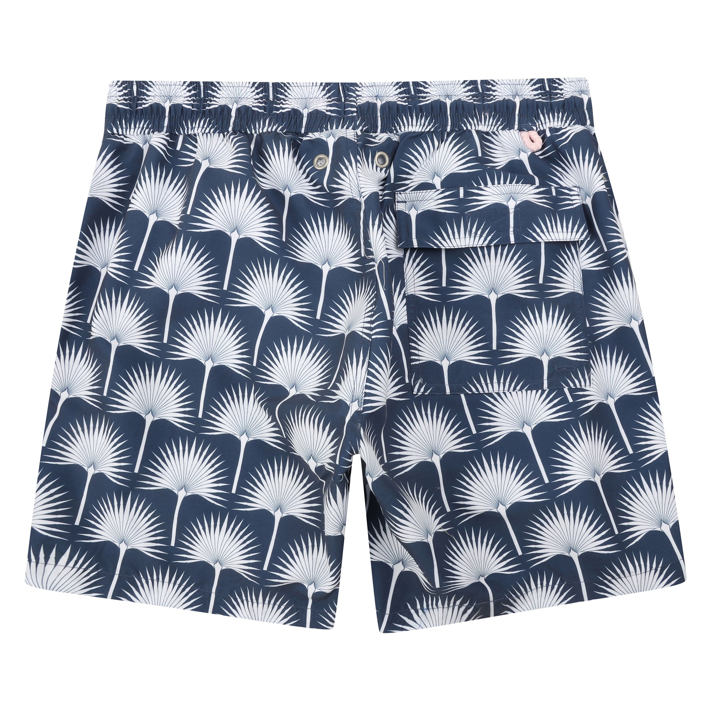 Mens swim trunks : FAN PALM - NAVY, back