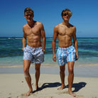 Mens swim trunks : FISH - TURQUOISE designer vacation wear by Lotty B Mustique