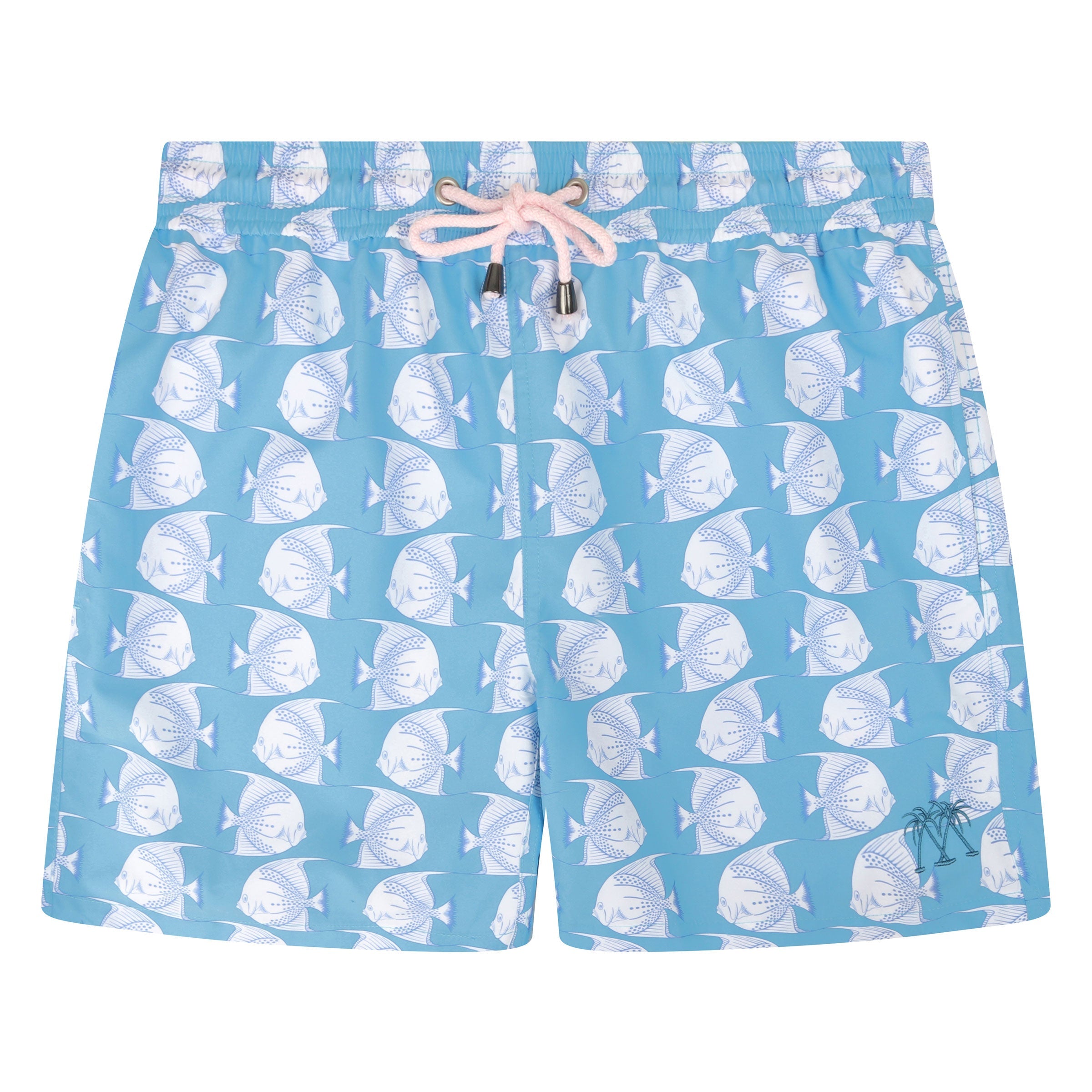 Mens swim trunks : FISH - TURQUOISE designer Lotty B for Pink House Mustique