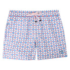 Mens swim trunks : LIFE RING - BLUE / RED designer Lotty B Mustique luxury swimwear