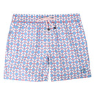 Mens swim trunks : LIFE RING - BLUE / RED designer Lotty B Mustique luxury swimwear