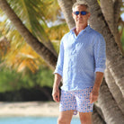 Mens swim trunks : LIFE RING - BLUE / RED designer Lotty B Mustique holiday style