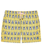 Men's swim shorts in yellow and navy Beetle print by Lotty B for Pink House