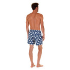 Mens swim trunks : FAN PALM - NAVY back