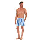 Mens swim trunks : PALM STRIPE - NAVY, front