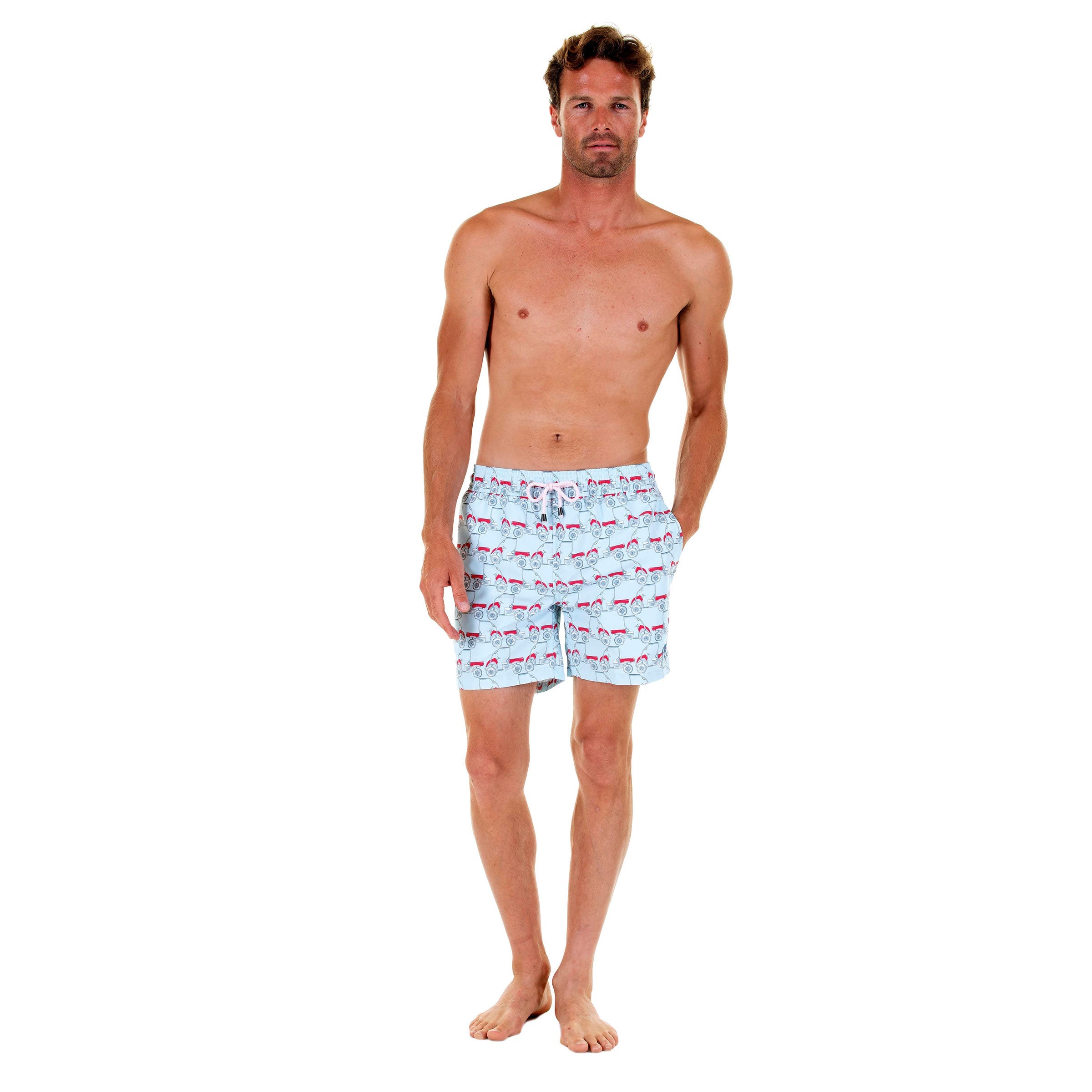 Mens swim trunks : MUSTIQUE MULE - RED comfortable, practical & stylish