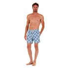 Mens swim trunks : PAPAYA - GREY PALE BLUE, front