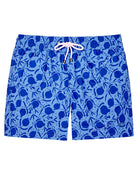 Mens recycled swim shorts in blue Pomegranate print by Lotty B for Pink House