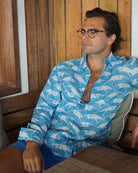 Yacht holiday shirt Turquoise Blue Egret Basil's Bar Mustique