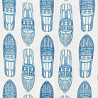 Linen swatch of blue Riva boat print by Pink House