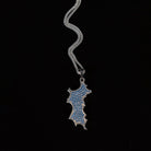 Silver Diamante Mustique Island Pendant with blue zirconium chrystals - Front