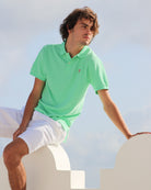 Mens pure cotton green polo shirt Caribbean living